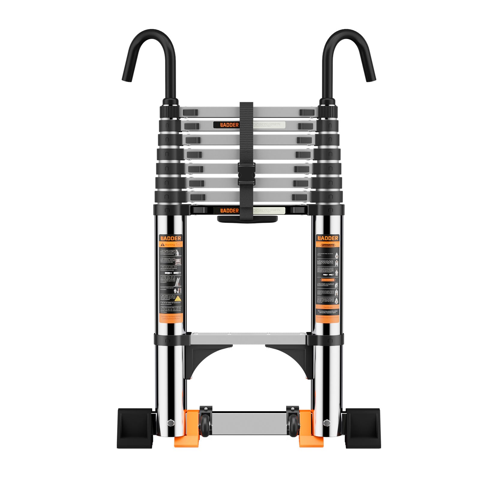 Teleskopleiter,3.2 Meter Lange,hochfeste,verstärkte Leiter aus Edelstahl,ausziehbar,tragbare Teleskopleiter mit rutschfesten Fußpolstern,Tragkraft 150 kg,geeignet für Dächer,Dachböden und Wohnmobile.