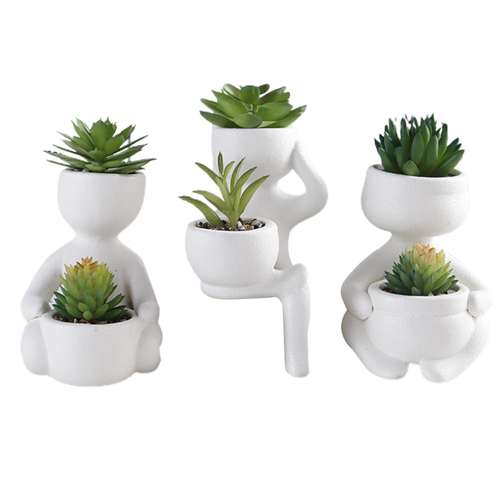 Succulents, Artificial Tabletop Plants, Artificial Plants | Vistaprint 3 Small Green Artificial Succulents Succulents in Ceramic Pots, for Living Room, Bathroom, Table, Home, Bedroom
