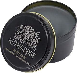 RUTH & ROSE | Desert Sage | 100% Beeswax Scented Candles for Home, 8oz, +65 Hours Burn Time, Aromatherapy Non Toxic Candles, Gift for Women & Men, Made in USA, Perfect for Travel or Gifting