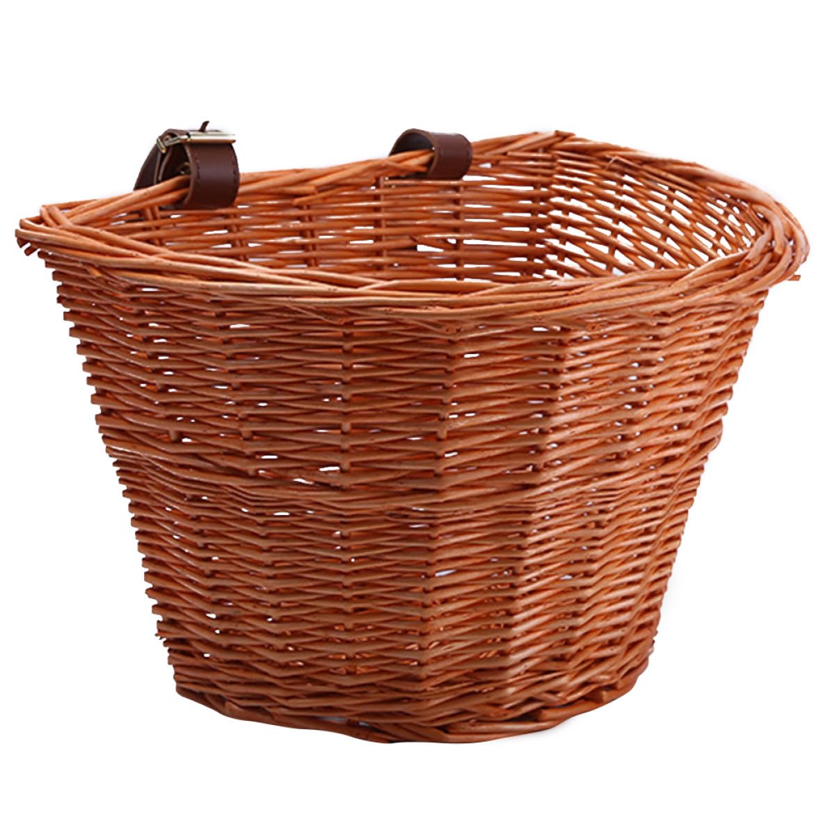Veemoon D Shape Wicker Bike Basket Front for Children, Large Space and Sturdy Design, Handmade Front Handlebar Bike Storage Basket Suitable for Outdoor Cycling and Household Use