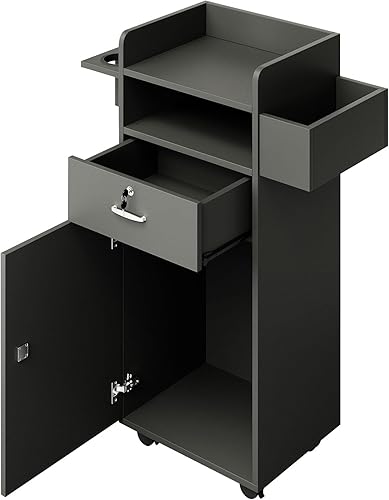 Miniatura 7 de Estación de peluquería, estación de salón versátil para estilistas con cajones de bloqueo y 3 fundas de herramientas, carrito de almacenamiento de