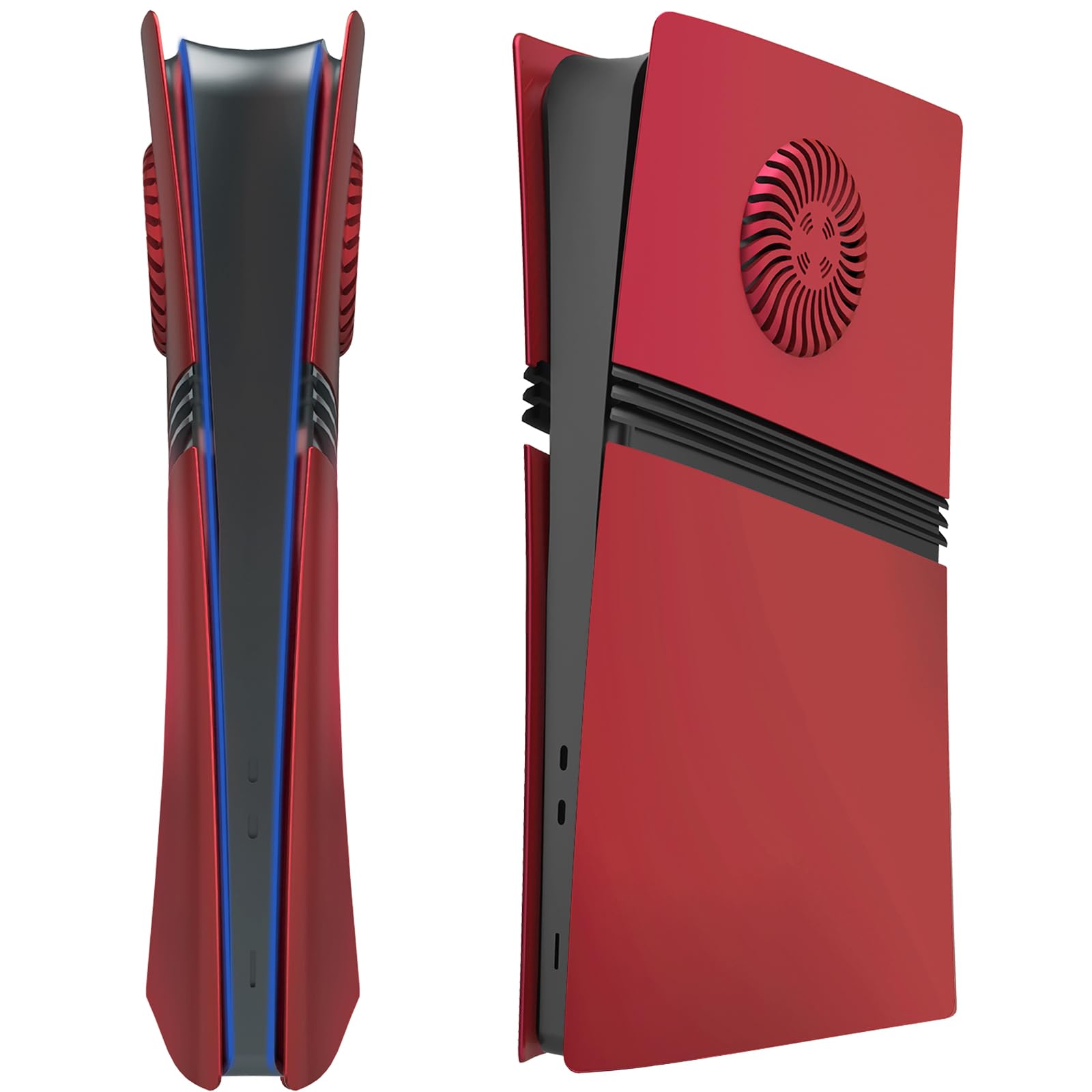 Carátula para PS5 Pro, Tapa Delantera Tapa Trasera con Ventilación de Refrigeración, Carátulas de Repuesto para Carcasa Antipolvo (Rojo Edición Digital)