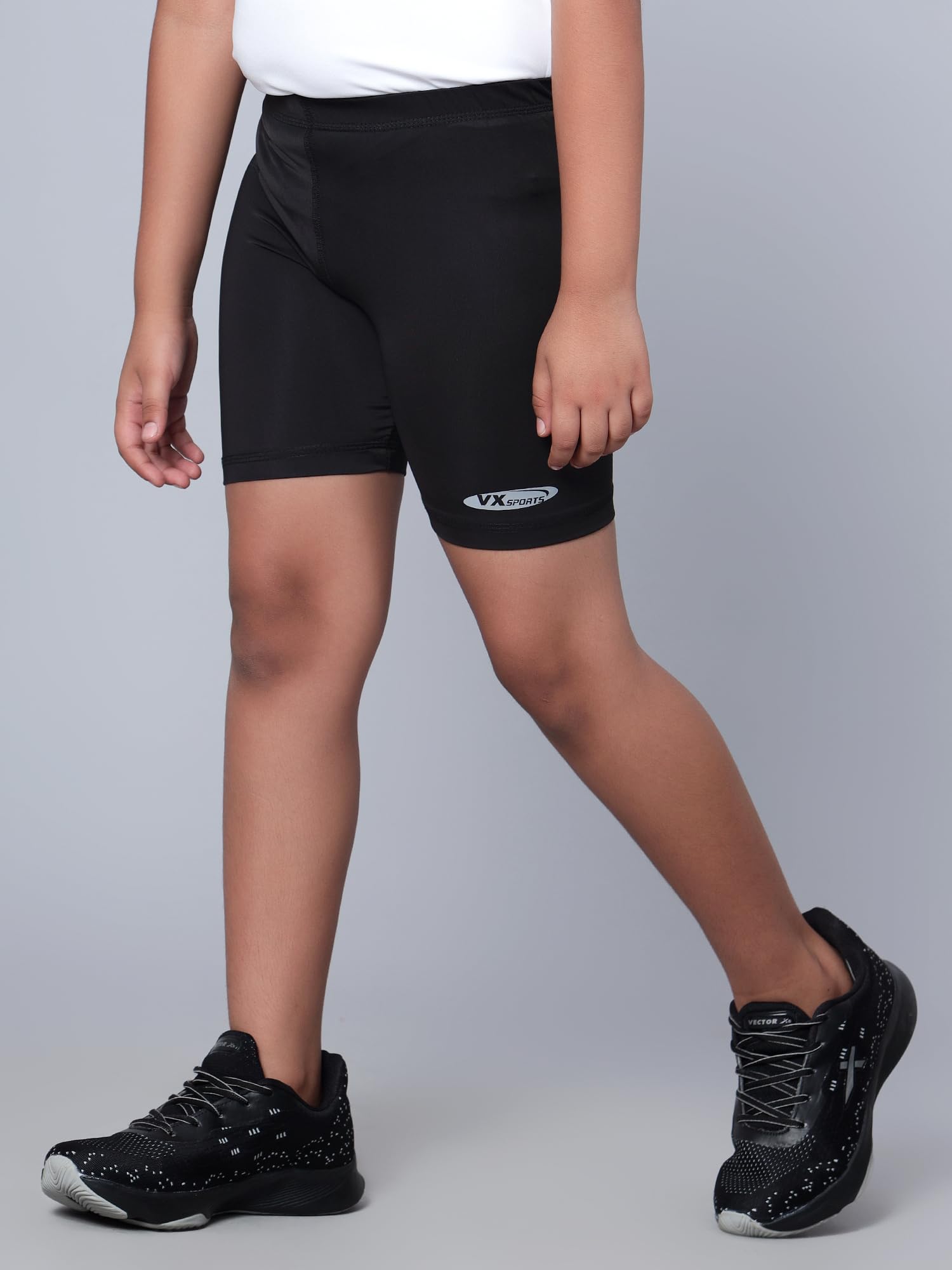 Vector X OKS-224 Kids Compression Half Bottom Shorts (34, Black) - Image 2 thumbnail
