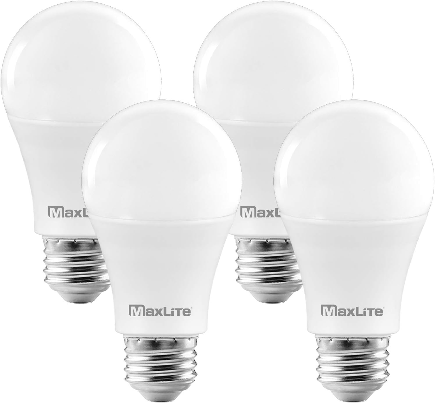MaxLite A19 LED Bulb, Enclosed Fixture Rated, Daylight 5000K, 100W Equivalent, 1600 Lumens, Dimmable, E26 Medium Base, 4-Pack