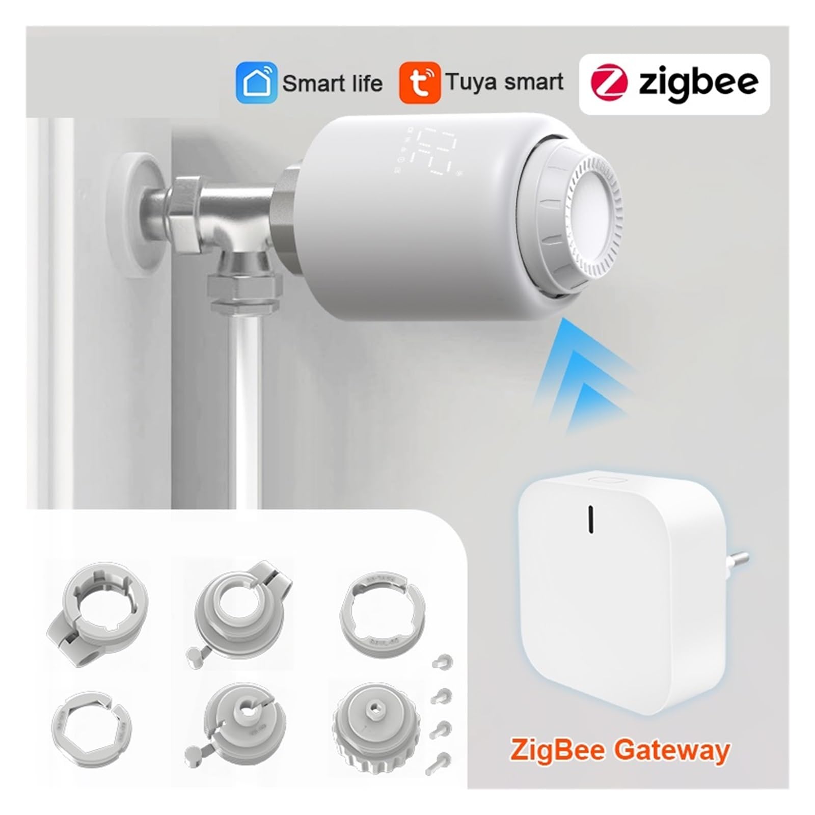 Zawór Grzejnikowy Tuya Zigbee 3.0, Głowica Termostatyczna, Termostat, Regulator Temperatury, Głos OszczęDza Energię I Koszty Ogrzewania(TRV601Z 4PCS)