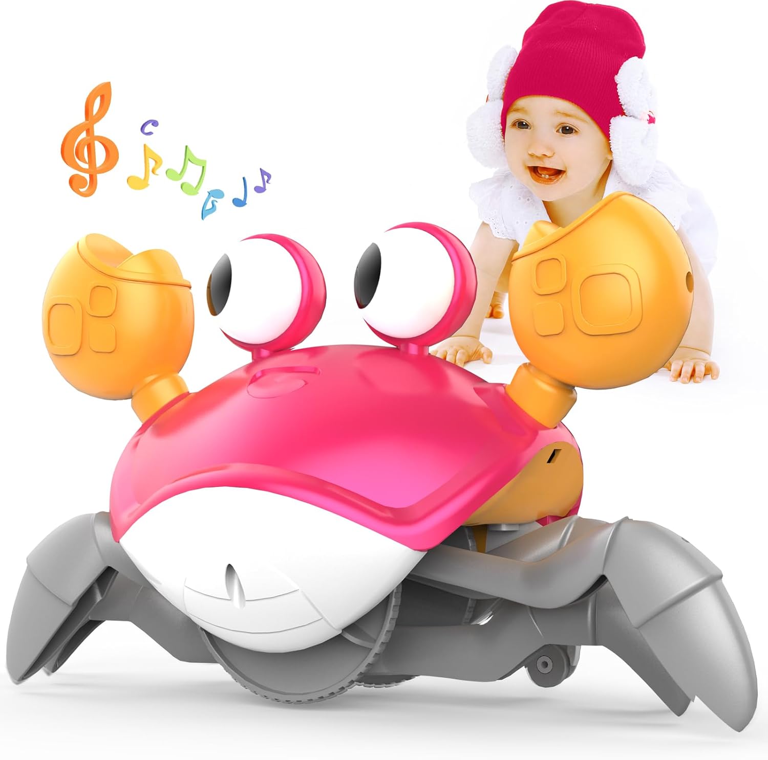 Yeaye Crawling Crab Baby Toys Infant - Tummy Time Toy Gifts for 3 4 5 6 7 8 9 10 11 12 Boy Girl with Learning Crawl System Music for 0-6 6-12 12-18 36 Months Walking Toddler Birthday Gift(Green)