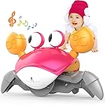 Yeaye Crawling Crab Baby Toys Infant - Tummy Time Toy Gifts for 3 4 5 6 7 8 9 10 11 12 Boy Girl with Learning Crawl System Music for 0-6 6-12 12-18 36 Months Walking Toddler Birthday Gift(Red)