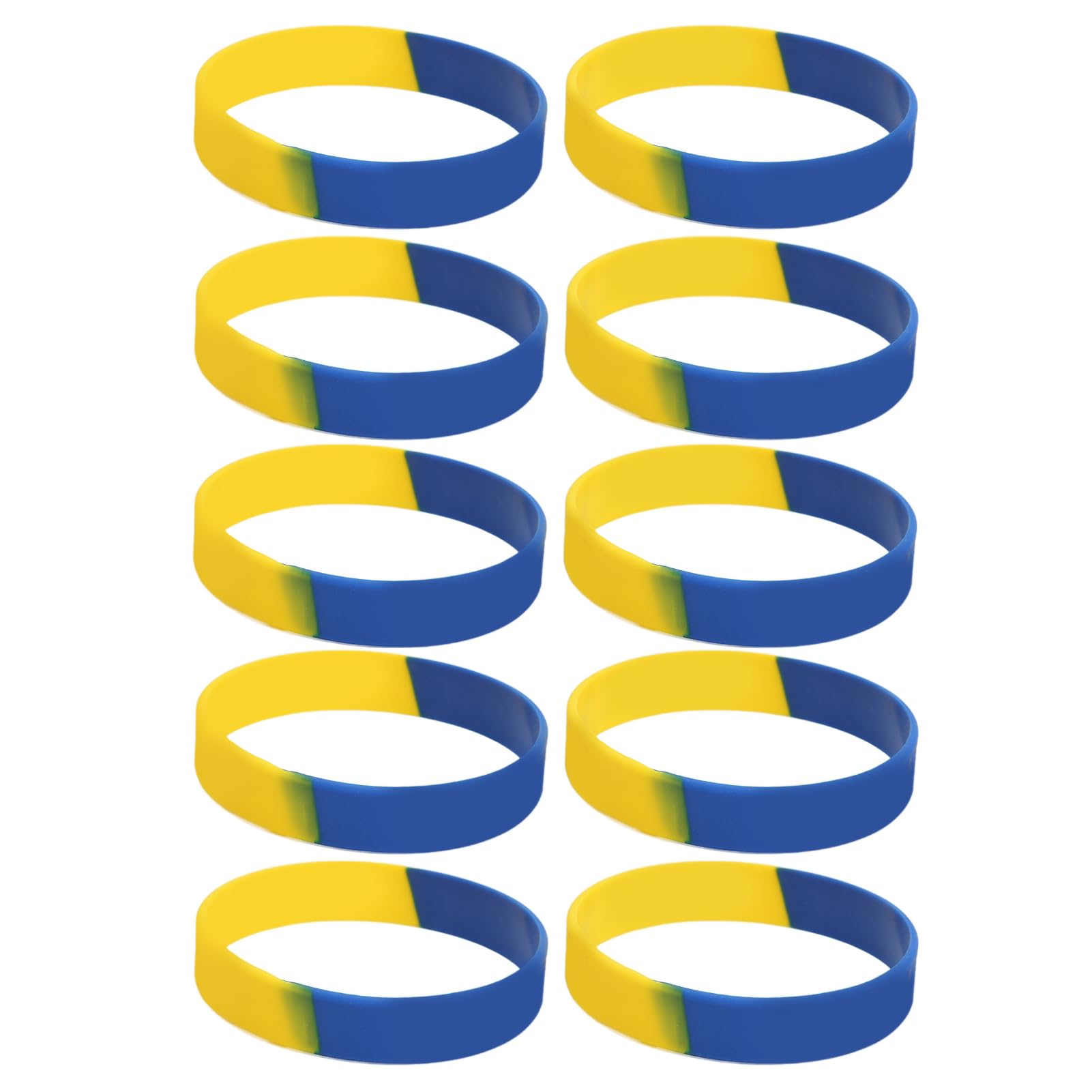 FOLOSAFENAR Ukrainian Rubber Bracelets , 6 . 5cm Diameter Comfortable Ukraine Flag Bracelets 10Pcs 1 . 2cm Width for World Cup for Games