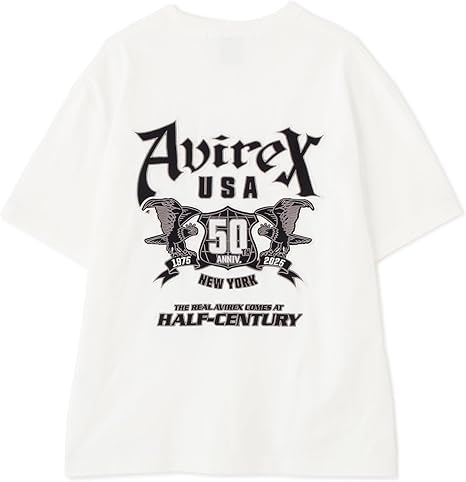 Amazon.co.jp: [アヴィレックス] 50th EMBROIDERY T-SHIRT 50周年 刺繍