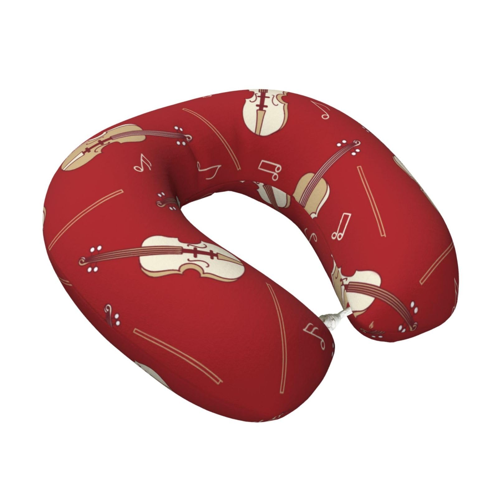 LKYMOH Music Violin Red Note, Travel Neck Pillow U-Shaped Memory Neck Support Soft Comfortable With Washable Cover For Airplane Car Traveling and Office