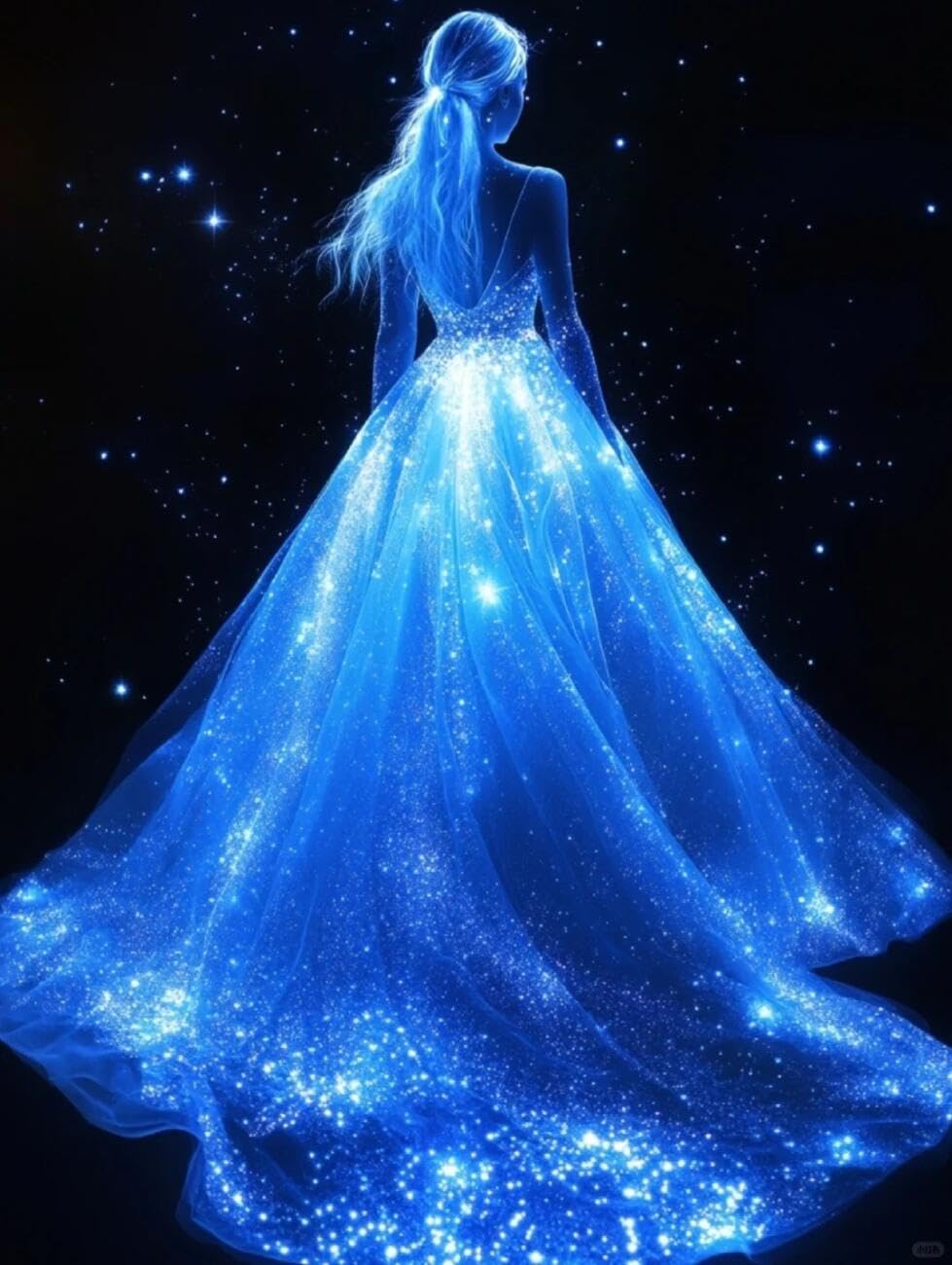 RKFLGEW DIY Bead Embroidery Kit Starry Sky and Dress 30x40cm