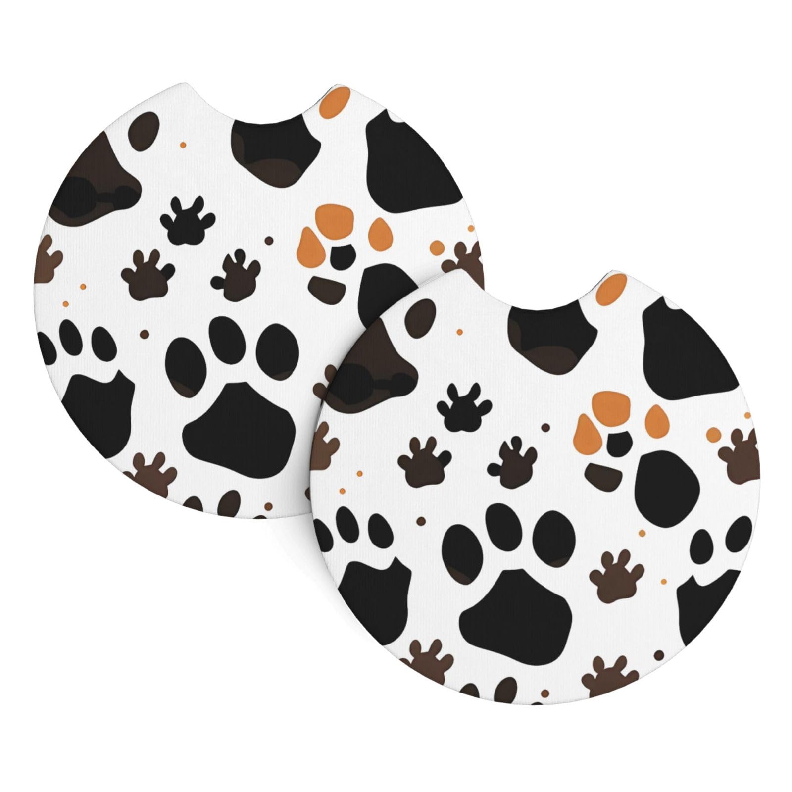 2 Pack Car Coaster for Cup Holders Animal Paw Prints Car Cup Coaster 2.7" Neoprene Non-Slip Automotive Cup Mat Universal Auto Car Interior Accessories for Women Men Cup Pad