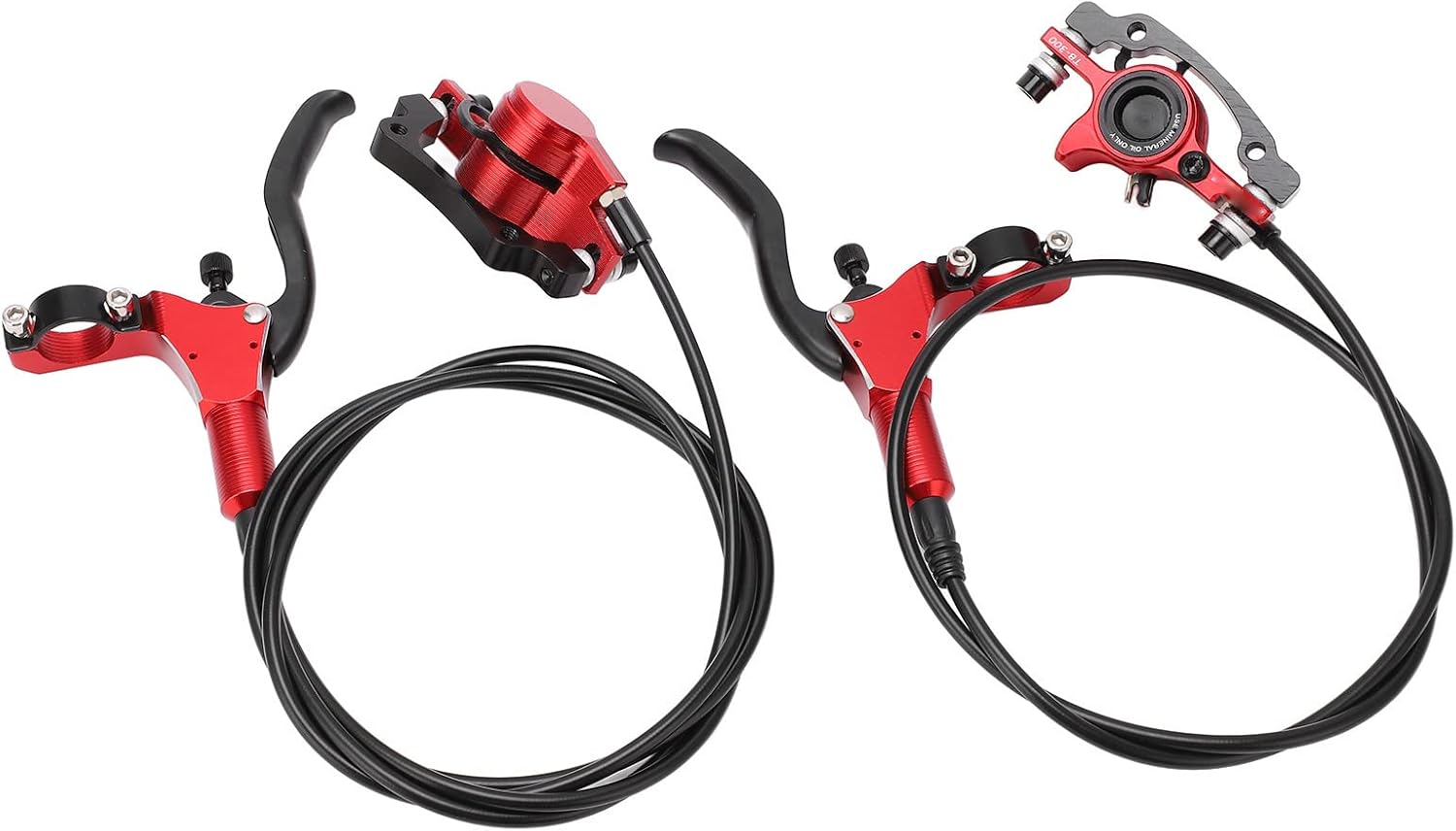 Drfeify Bike Brakes, High Density Aluminum Alloy Hydraulic Disc Brake Set, Sensitive Wear Proof Performance Parts for Mountain Bikes with Front and Rear Rotors (red)