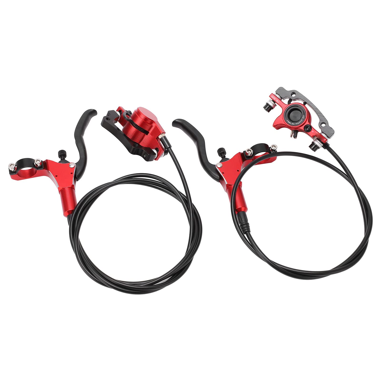 VBESTLIFE Hydraulic Brake Set Aluminum Alloy Sensitive Disc Brake Kit Low Friction Treatment Mineral Oil for Replacement (Red)