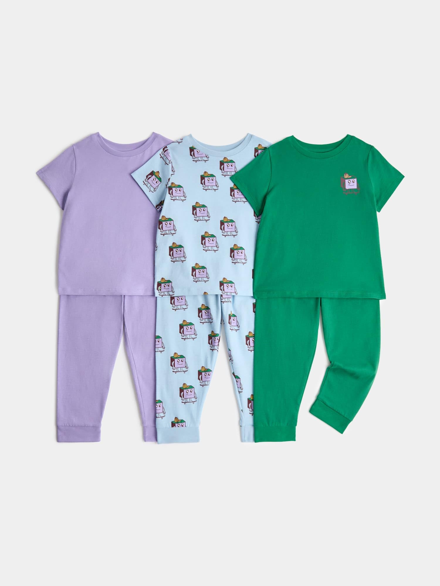 Marks & Spencer Kinder Unisex Reine Baumwolle Schlafanzug 3er-Pack Regular