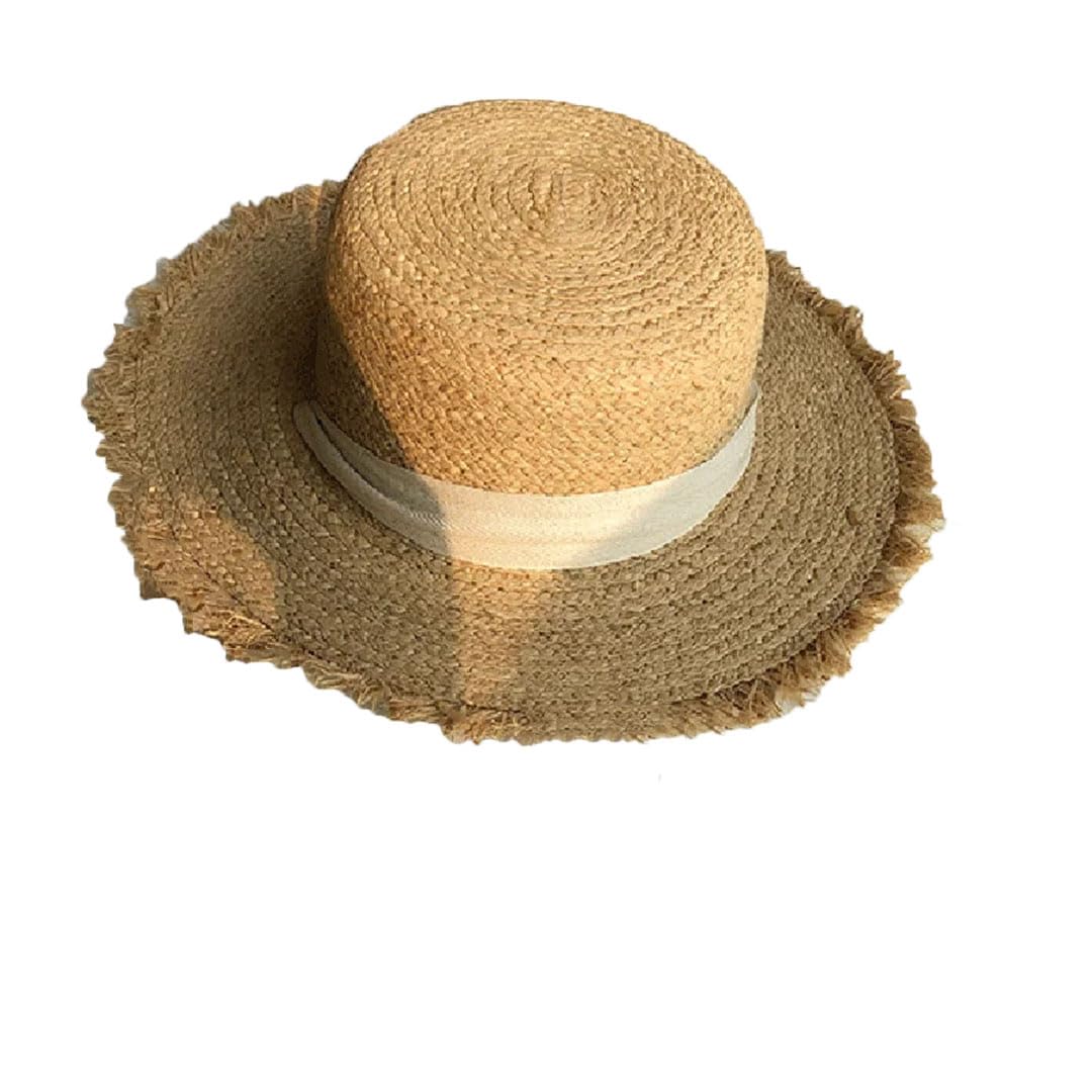 Generic Sombrero de paja a la moda para mujer, para primavera y verano, elegante, retro, sombrero de sol con lazo para la playa
