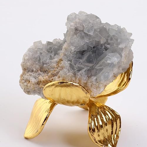 Miniatura 2 de FOMIYES Base de bola de cristal en forma de trébol de cuatro hojas soporte de bola de cristal dorado con hojas de metal dorado y pedestales