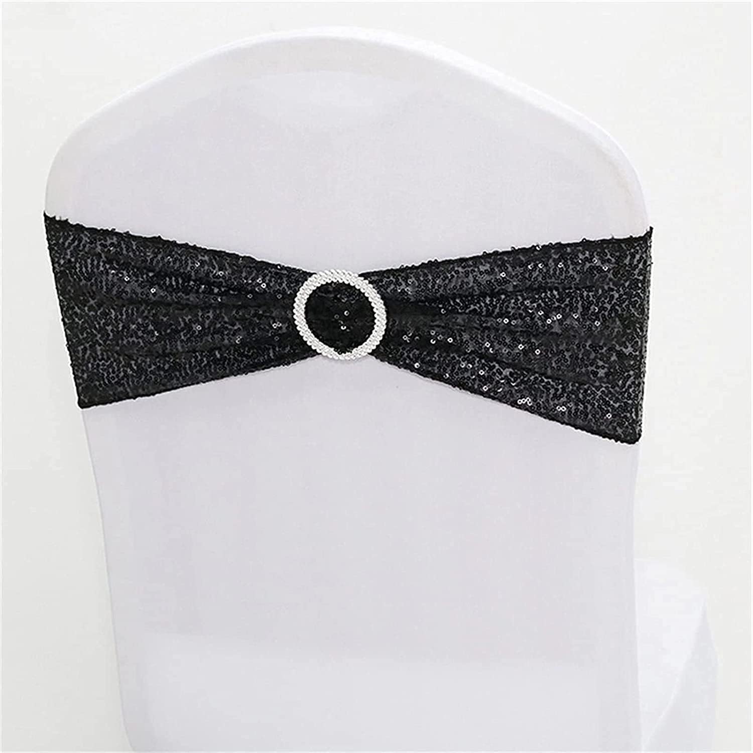 Sequin Chair Sashes Spandex, Pack of 50 Sequin Stretch with Buckle Chair Bands for Wedding Banquet Birthday Graduation Party Anniversary Prom Celebration Chair Decorations (Champagne, 50pcs)