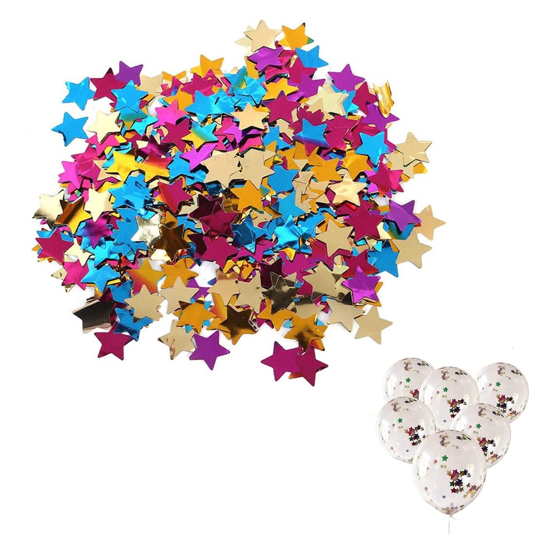 Ruidee Coriandoli a forma di stella, 60 g, in lamina metallizzata, con stelle, per Halloween, compleanni, matrimoni, feste, fai da te, colore: argento glitterato