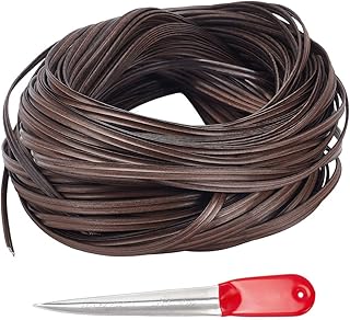 BENECREAT 230FT Plastic Woven Material with Weaving Tool Wicker Repair Kit 0.9inch Black Repair Rattan for Fixing Furniture Weaving Chairs Baskets, 1.1lb