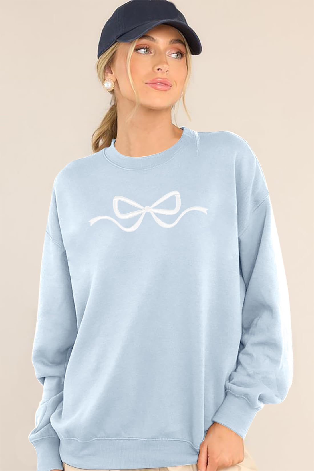 Sudadera con lazo rosa, suéter de coqueta, sudaderas Y2k, lindas camisetas estéticas para niña limpia, cuello redondo