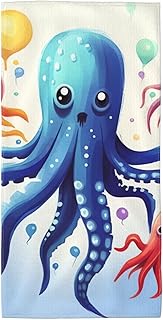 PPTHSNVB Colorful Squid Octopus Towel for Bathroom,Ultra Soft Highly Absorbant Bath Towel 12"x24" Quick Drying Luxury Hand Towels Lightweight Face Towels Washcloths for Hotel, Shower,Yoga, SPA