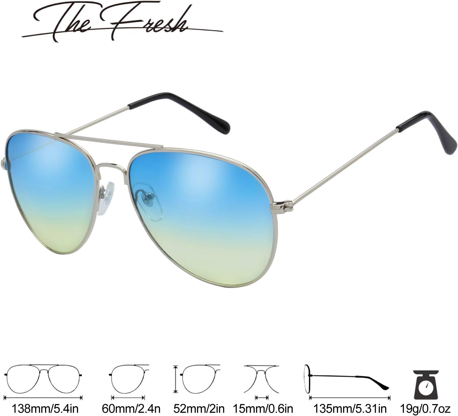 The Fresh Classic Metal Frame Oceanic Color Lens Aviator Sunglasses Gift Box - Image 5