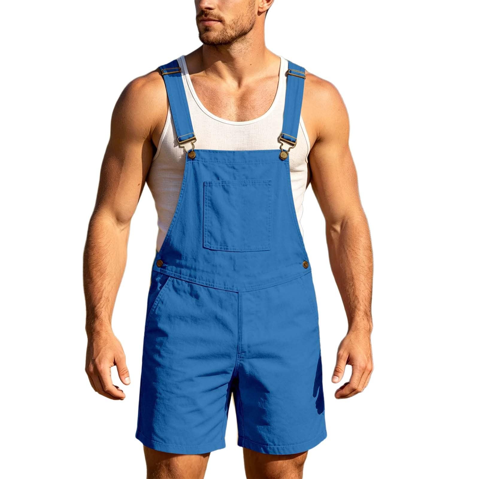 Peto para hombre, mono cargo chino, pantalones cortos de trabajo, corte holgado, ropa de calle, retro, pantalones cortos de verano, bolsillos, mono corto para hombre