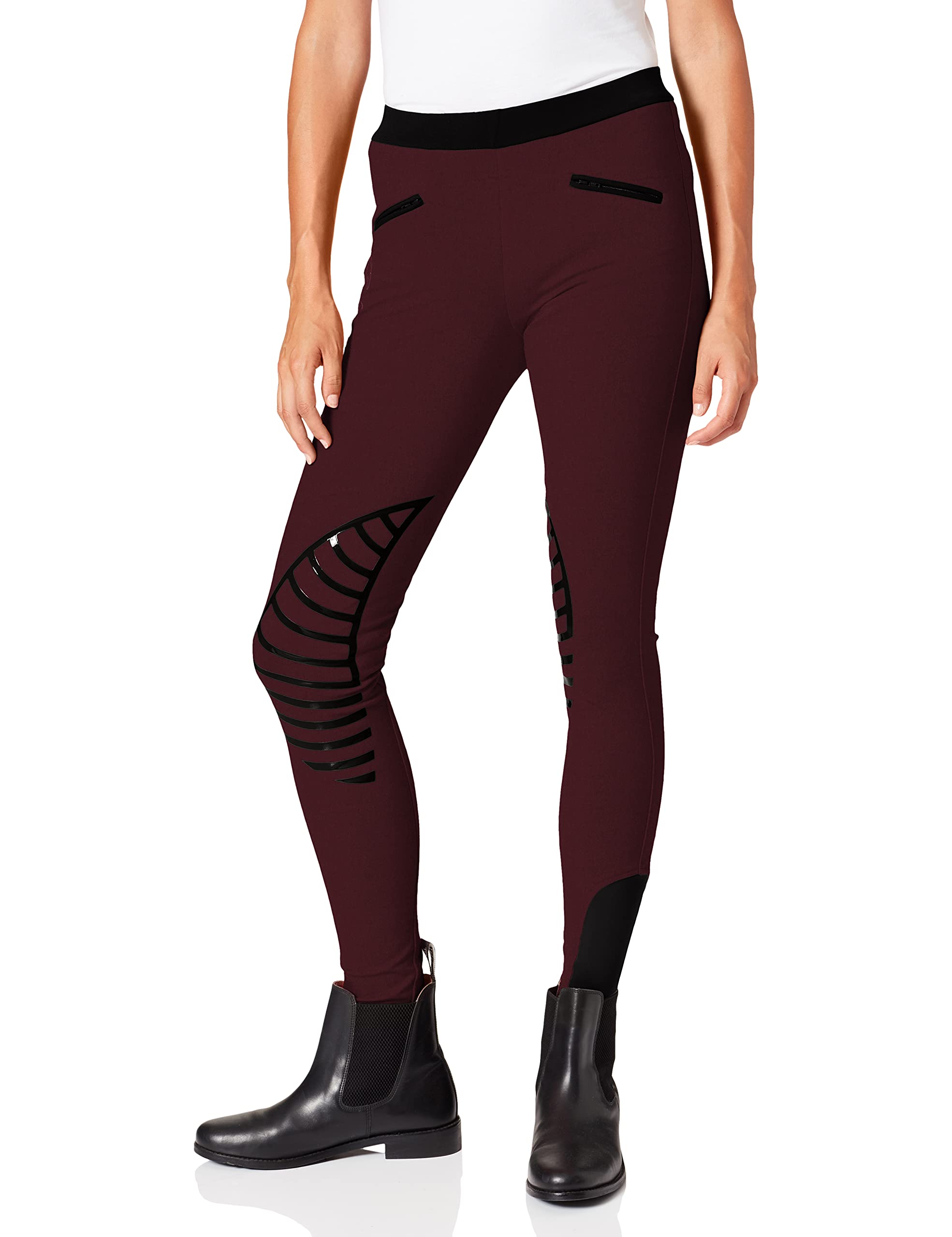 HKM 9228, Reitleggings Starlight, Pantalones de Equitación para Mujer, Rosa (Weinrot/Schwarz), 34