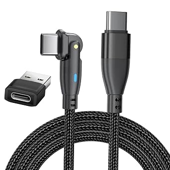 USB C to USB C Fast Charging Cable 6FT PD 60W with USB A Adapter 180 Rotating Nylon Braided Type-C Charger Cord, Fast Charge & Data Transfer, Compatible with iPhone 17/16/15, MacBook, iPad 6.6FT