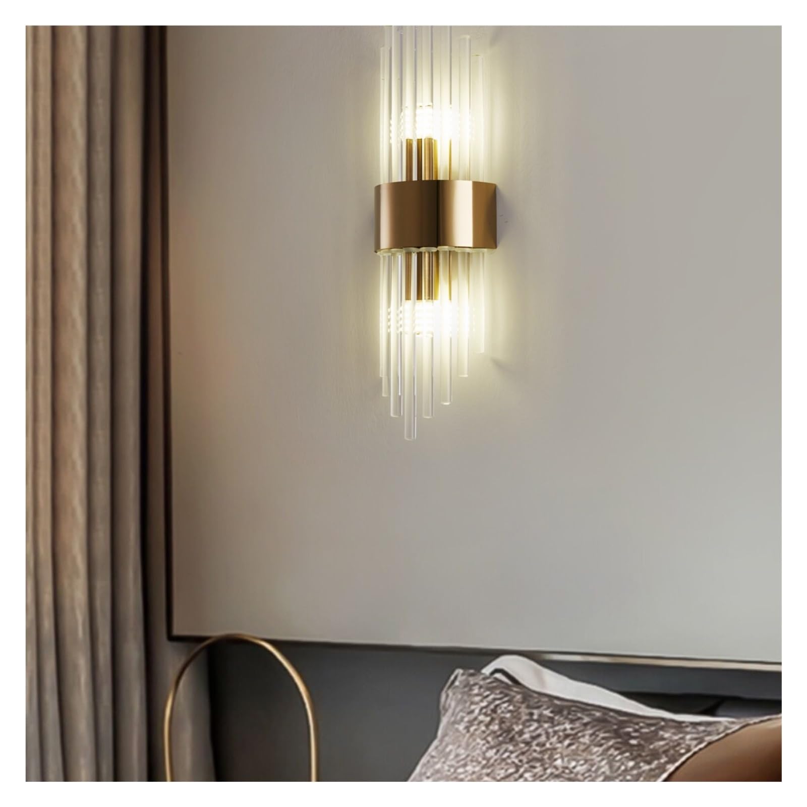 Aplique De Pared Cristal Acero Inoxidable Dorado/negro For Sala Estar, Dormitorio, Cocina, Iluminación Decorativa For El Hogar, Fuente Luz G9 Ajuste Flexible
