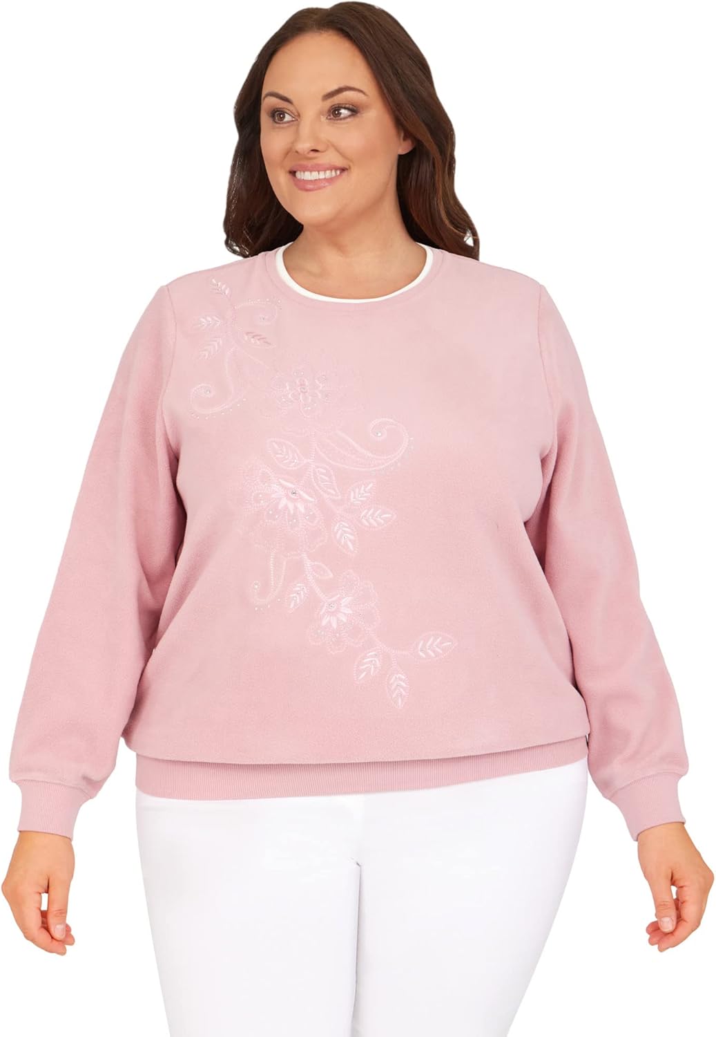 Alfred Dunner Women's Plus-Size Asymmetric Floral Pullover