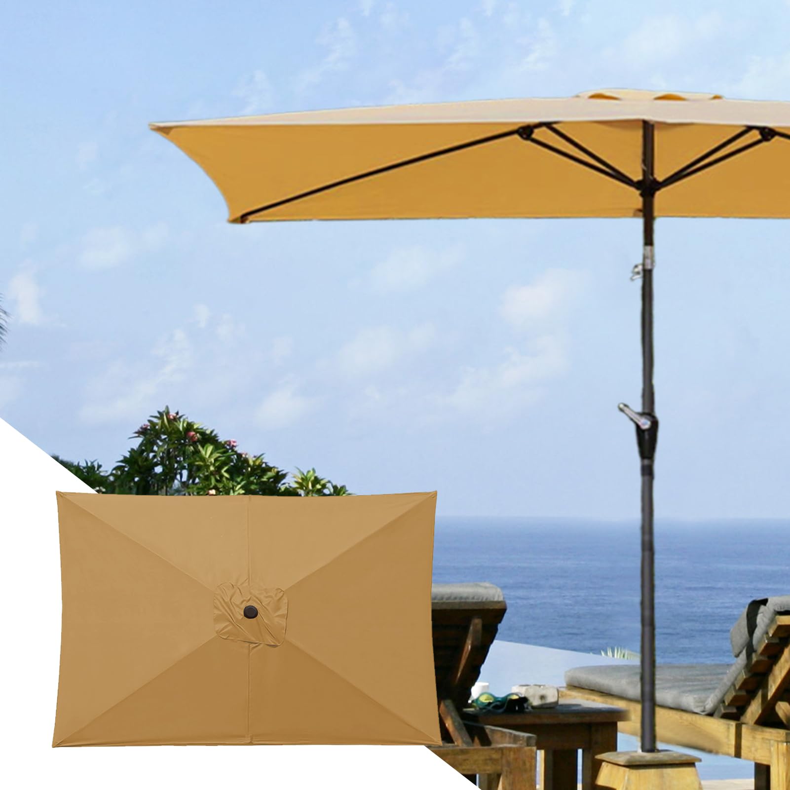 Ricambio Telo Ombrellone | Copertura Quadrata Di Ricambio Per Ombrellone,Protezione UV Telo Resistente Per Giardino Piscina E Mercato