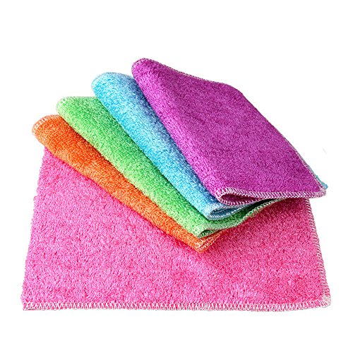 Shelley Trade - Paño de cocina (fibra de bambú, doble capa, 5 unidades), bambú, Blanco, Medium