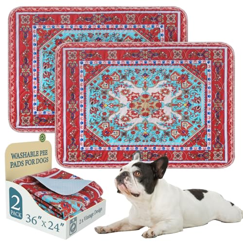 Image of Homimp Washable Pee Pads for Dogs, 2 Pack Reusable Puppy Pads Waterproof, Absorbent and Leakproof Dog Pee Pads, Non Slip Puppy Training Pads, Pet Mat for Floor, Crate, Couch, Whelping,Brown, 24 inchx36 inch