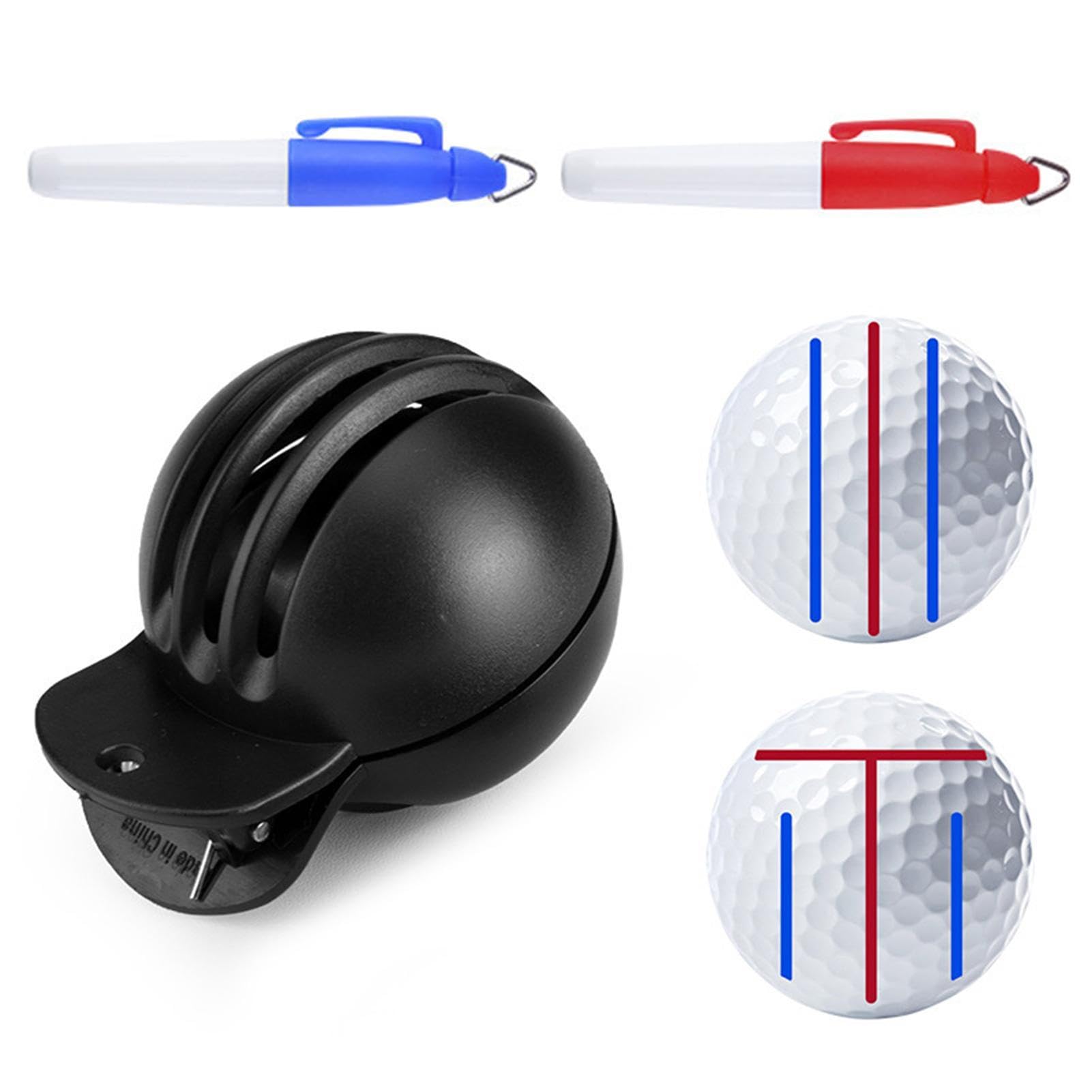 Doiyislem Golf Ball Liner Aids, 2-Pack Liner Pens | 3-lines Style Golf Ball Marker | Golf Ball Alignment Tool Liner Ball Marking Clip Par Ball Marker Alignment Aid, for Beginners Coaches