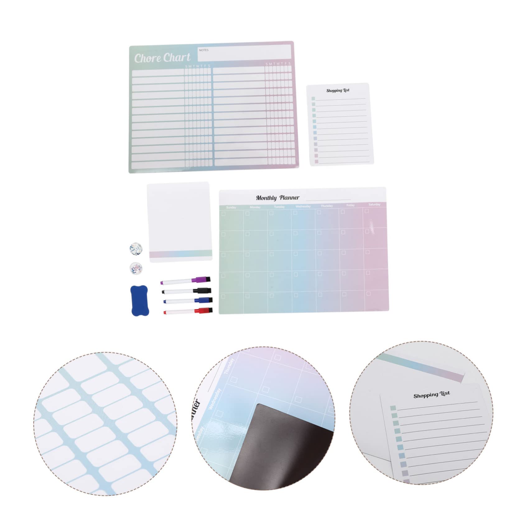 STOBOK 3sätze Magnetische Kühlschrankplaner Mit Teilen Magnetische Planungstafeln Für Termine Aufgaben Und Familienkalender Abwischbar Pinkem Farbverlauf Inklusive Zubehör