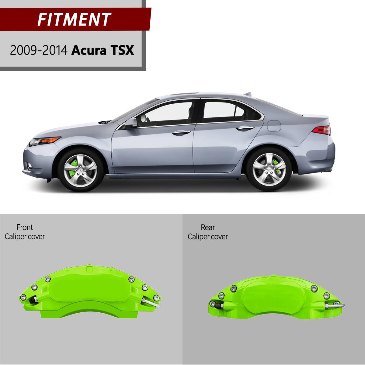 AOOA Green Caliper Covers Aluminum Brake Caliper Covers Compatible with 2009-2014 Acura TSX- Car Modification,Durable Protective Styling (Set of 4)