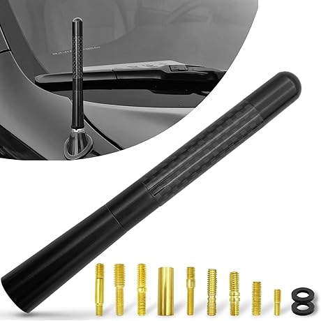 4.7 Inch Carbon Fiber Car Radio Antenna Mast, Vehicle Replacement Short Antenna