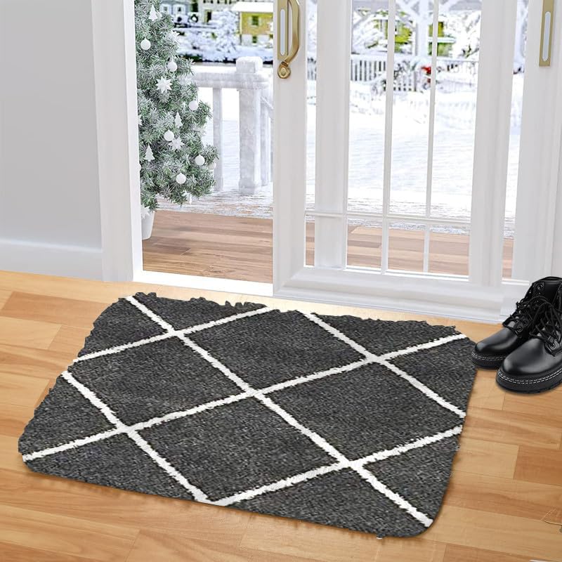 Image of Carpet for Hallway, Kitchen, and Modern InteriorsCarpetCozy Shag Runner for Living Room, Bedroom & Office Decor ETC Size 16x24 Inch, Patten-Solid Grey B