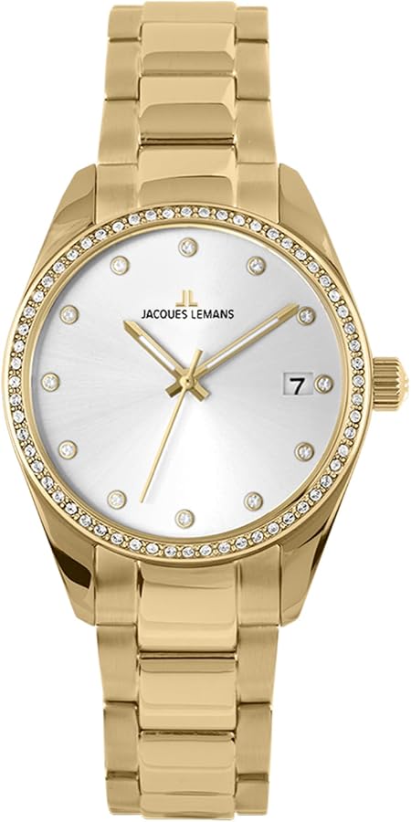 JACQUES LEMANS 1-2193 Herrenuhr mit Lederband oder Metallband London 40 MM Datum Wochentag in verschiedenen Varianten