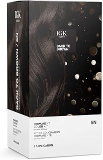 IGK 5N Back to Brown Permanent Hair Color Kit - Ammonia-Free, 100% Gray Coverage, 15x Shinier Hair, Strengthens & Softens