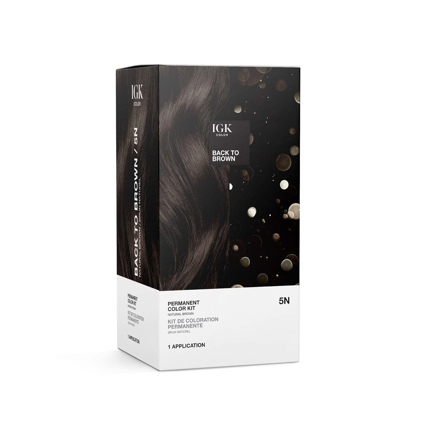 IGK 5N Back to Brown Permanent Hair Color Kit - Ammonia-Free, 100% Gray Coverage, 15x Shinier Hair, Strengthens & Softens