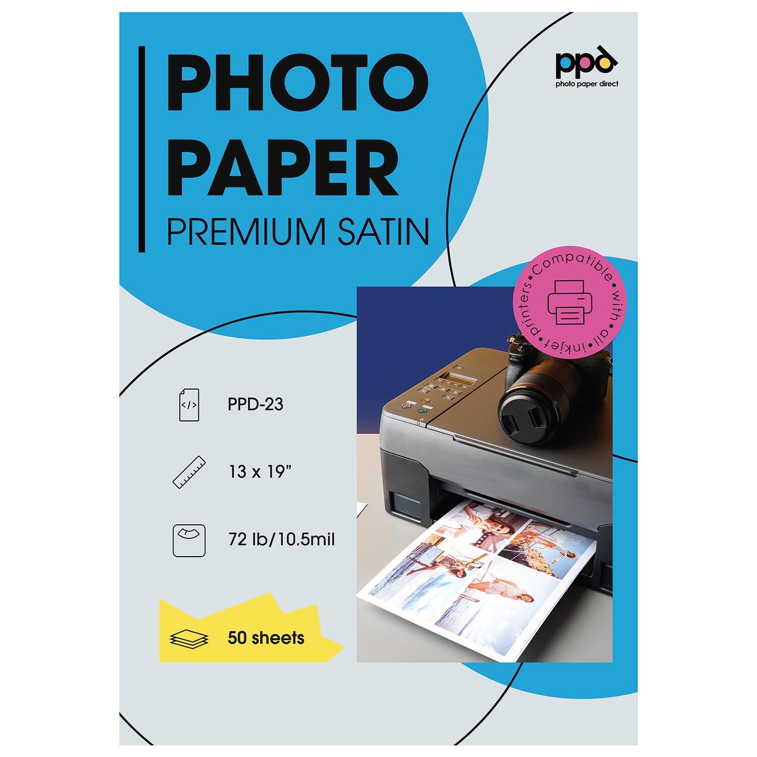 PPD PPD-23-50 Fotopapier für Tintenstrahldrucker, A3+, 280 g/m², 50 Blatt
