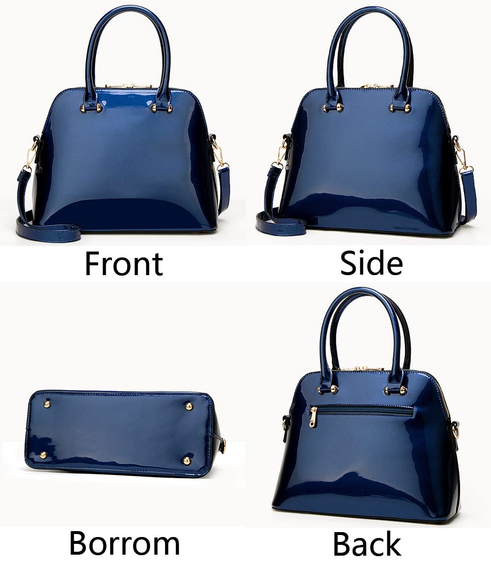 Damska torebka z górnym uchwytem, błyszcząca, patentowa powłoka PU, torba na ramię, torba crossbody, tornister, Czarny, Rozmiar Uniwersalny