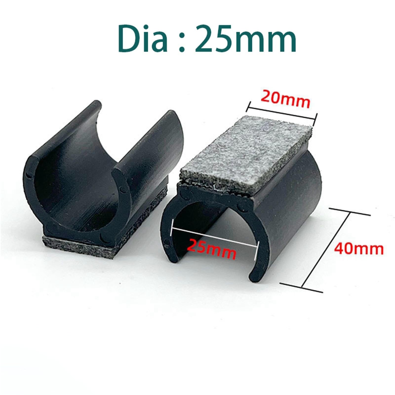Fieltro Adhesivo Almohadillas for pies de Muebles Fundas for Patas sillas | Tapas de abrazaderas de tubo de protección de piso en forma de U antideslizantes de goma de fieltro(Black-25mm,24Pcs)