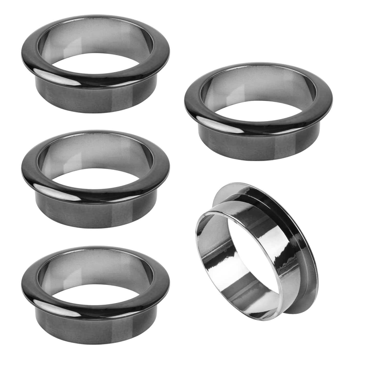 5 Pack Cable Grommets,35mm (1-3/8 inch) Black ABS Desk Cable Hole Covers,Wire Organiser for Office Desktops