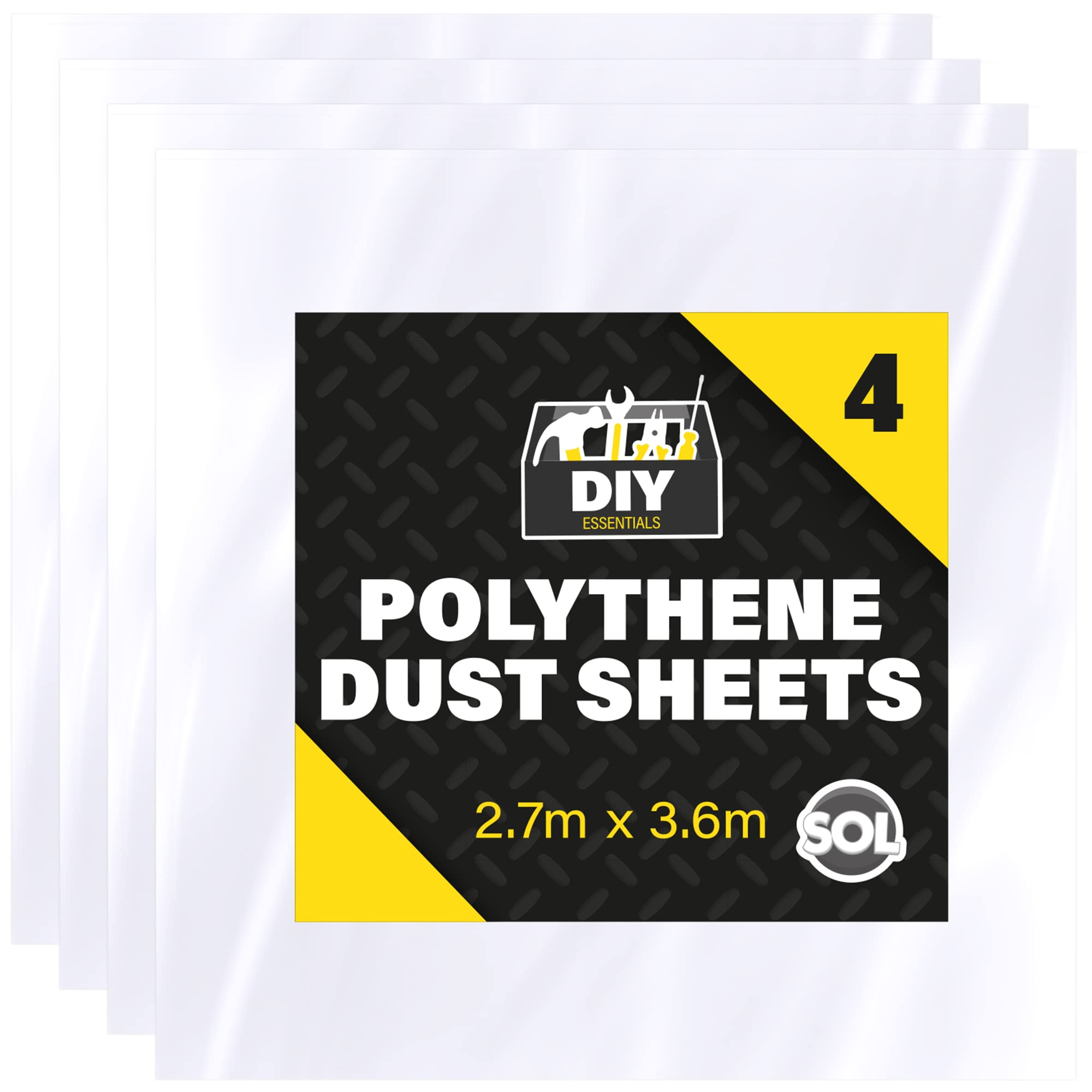 Buy 4pk Plastic Dust Sheets for Decorating 3.6m x 2.7m Large Dust Sheets for Furniture Dust