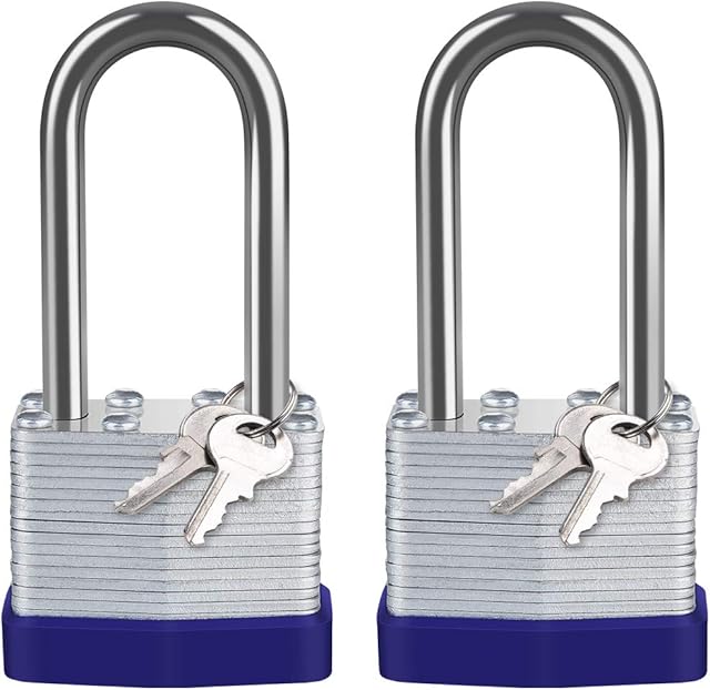 Keyed Padlocks, [2 Pack] Diyife 40mm Padlock Weatherproof Outdoor, 1.62in Long Shackle Padlock Heavy Duty Laminated Steel Padlock Keyed Alike for School, Gym Locker, Office, Garage, Fence, Shed,