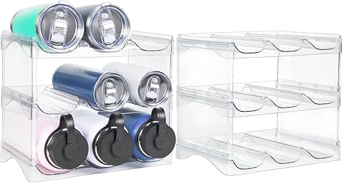 Organizador de botellas de agua  Paquete de 8 estantes apilables para almacenamiento de botellas de agua, organizador de botellas de agua para
